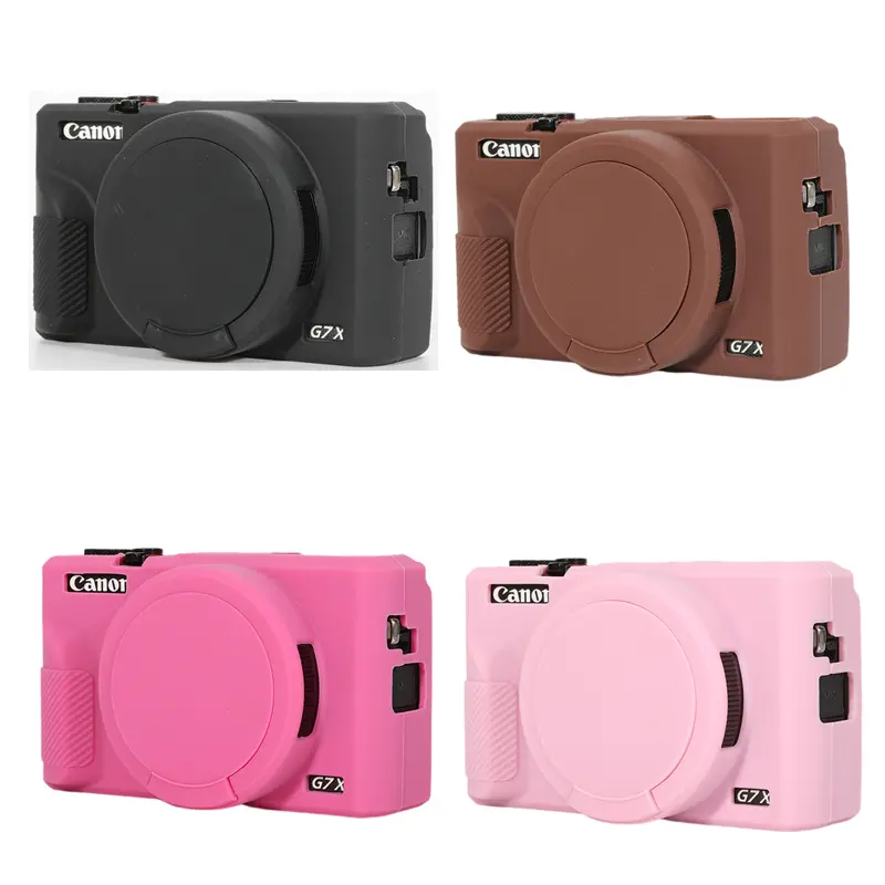 Soft Washable Silicone Rubber Camera Body Housing with Lens Cover, Keypad - Durable, Shockproof Guard with Good Touch Feeling for Canon G7X Mark 2, 3 - Handheld Camera Protection Accessory