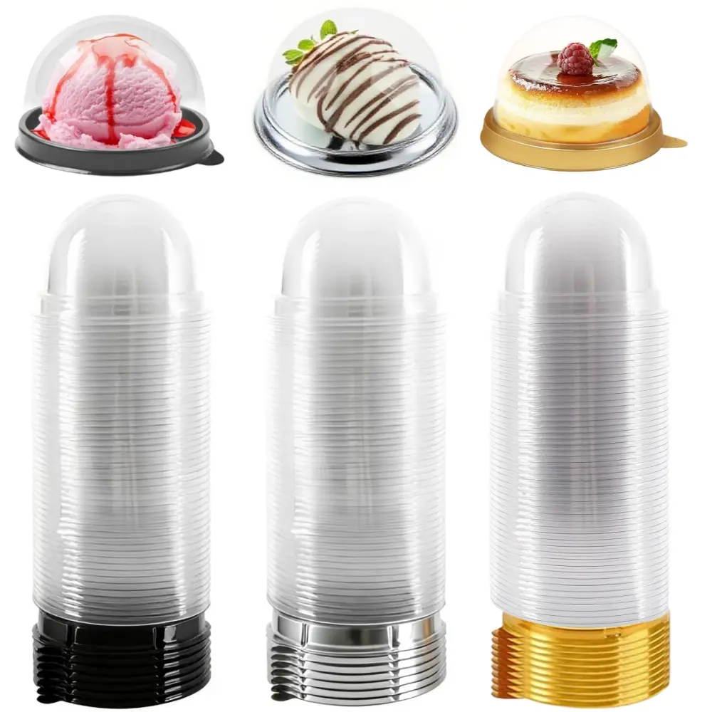 300 piece Mini Cake Containers Clear Plastic Small Cupcake Boxes Single Cake Container with Dome Lid for  Cookies, Strawberry, Mooncake