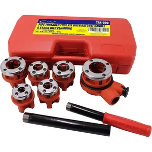 (R Ratchet Pipe Threader Kit - Ratcheting Pipe Threading Tool Set with 6 Dies