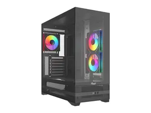 Rosewill ACA501 Mid Tower ATX Gaming PC Computer Case Black, 3 Addressable RGB Fans Pre-Installed, Tempered Glass Side Panel, Back Plug Motherboard Design