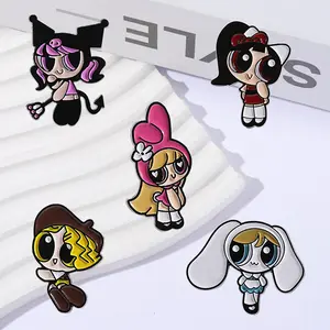 Powerpuff Girls 5PCS Adorable Cartoon Character Brooches for Backpacks & Clothing - Perfect for Men Women Daily Wear & Exquisite Gifts