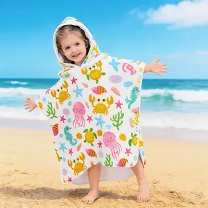 Cartoon Pattern Hooded Bath Towel, Multi-Color Options, Ultra Soft Digital Print, Ideal for Bathroom, Pool, Beach, Perfect Gift