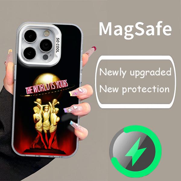 The World Is Yours S-Scarfaces Colorful Silver Back Phone Case For IPhone 17 16 15 14 13 12 11 Air Plus Pro Max Plus and Samsung Galaxy S21-S26 Ultra Fe Camera Lens Protection Shockproof Magnetic iPhone Case