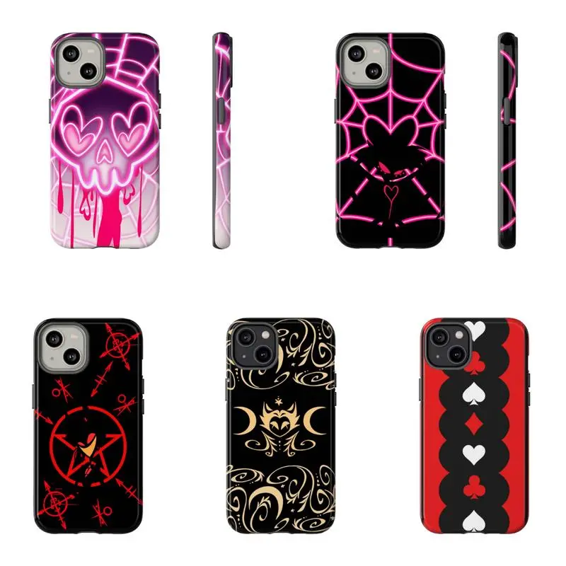 LIC Hazbin Hotel Helluva Boss Pattern Impact-Resistant Phone Case, Shockproof Dual Layer Phone Case For Samsung & Iphone 17 Air 17 Promax 16 15 14 11 Pro Max 13 12 Mini XR XS X Soft Back Cover Protection Shockproof Cellphone Smartphone