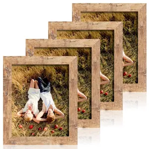 4 Pack 8x10 Rustic Picture Frame Set with High Definition Glass Photo Frame for Desktop Display and Wall Mounting Decor Artwork