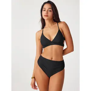 Cider V-neck Tie Back Shaping Bikini Swimsuit