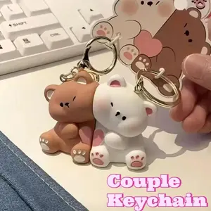 Valentine's Day Creative Cat Keychain Mini Resin Couple Keychain Cute Backpack Pendant Women's Keychain Couple Gift Set