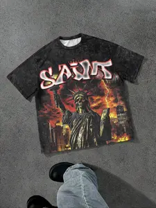 Men's Short Sleeve T-Shirt Digital Print College Style Casual Summer Wear Fitted Kint Fabric Perfect for Outdoor Activities