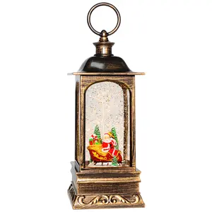 Snow Globe Christmas Decorations with  Lantern, Music and Santa & Sleigh Figures