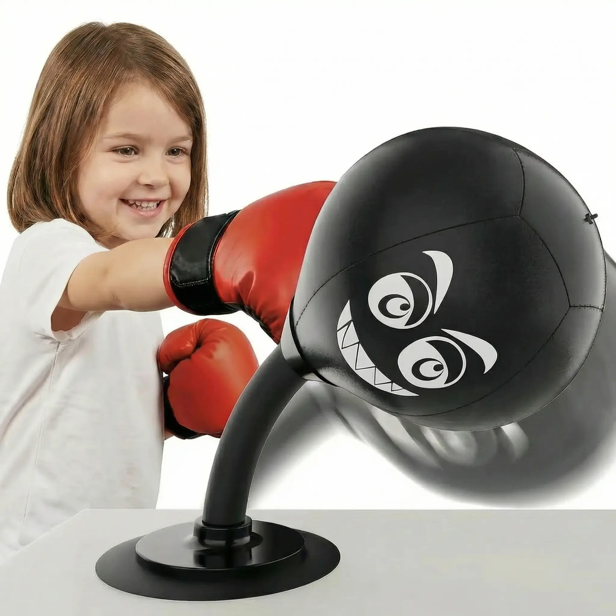 Inflatable Mini Desktop Boxing Bag with Super-Strong Suction Grip - Heavy-Duty Office Toy, Instant Stress Relief, Reflex Training, Inflator Included, Coworker Gift for Boosting Alertness, Hand-Eye Coordination, Punching Power Support, Fast Reflex Training