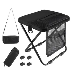 Camping Stool with Carry Bag, 2026 New Lightweight Foldable Backpack Stool, Ultralight Portable Folding Stool for Camping, Hiking, Fishing & Picnic (Black), Compact, Oxford Fabric
