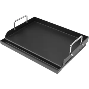 25" x 16" Griddle Plate for Gas Grill - Nonstick Coating Cooking Griddle for Charcoal/Electric Grill, Large Universal Flat Top Plate with  Groove and Removable Handles