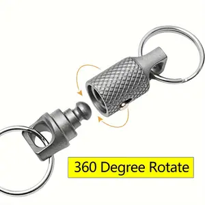 Titanium Alloy Keychain - 1pc Mini Quick Release Keyring with 360 Degree Rotation, Non-Braided, Durable Dark Grey Key Organizer for Men & Women