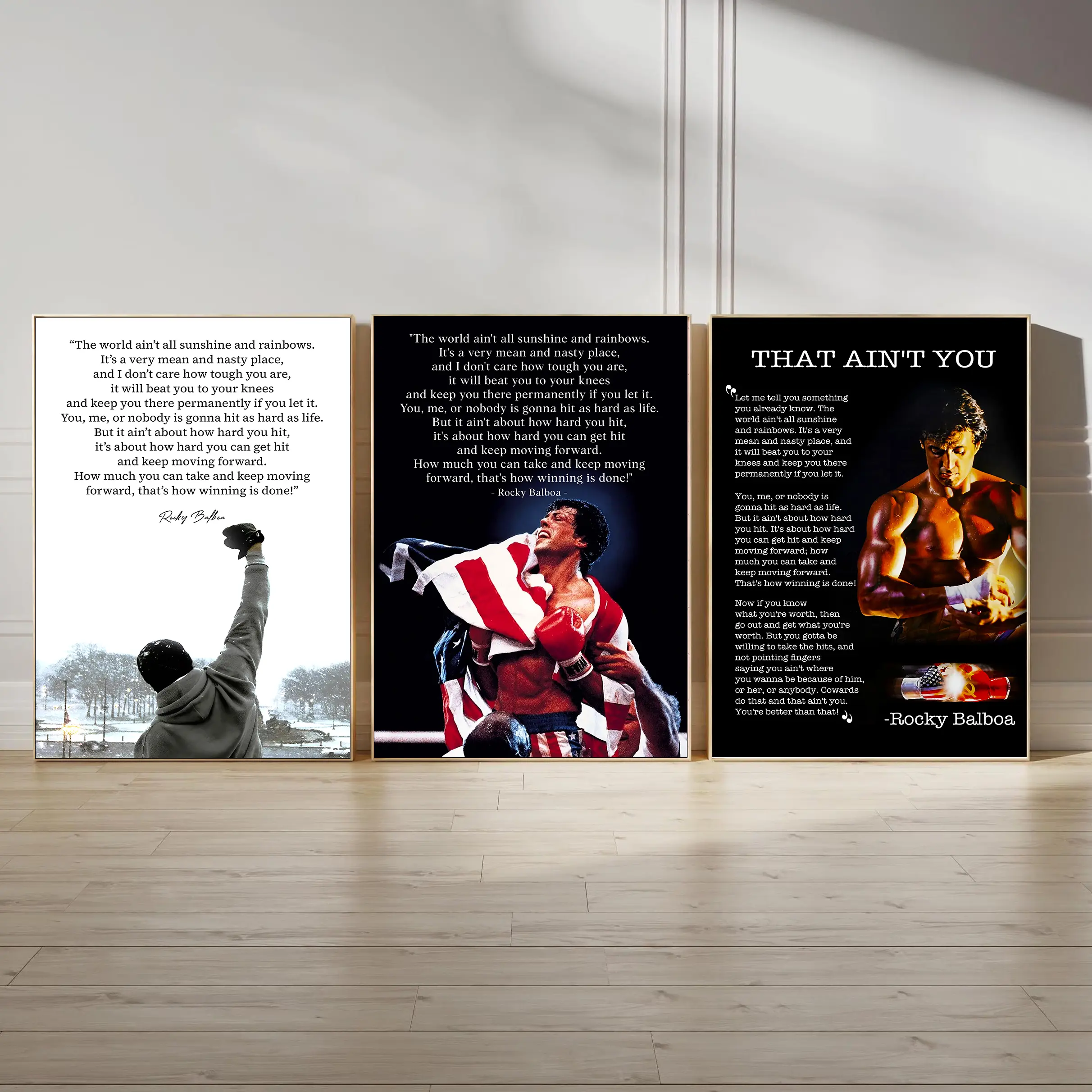 Rocky Motivational Quote unframed Poster, Rocky Balboa Movie Wall Art Print, Sylvester Stallone Vintage Film Poster, Boxing Inspiration Decor for Gym Office, Gift Ideas for Him