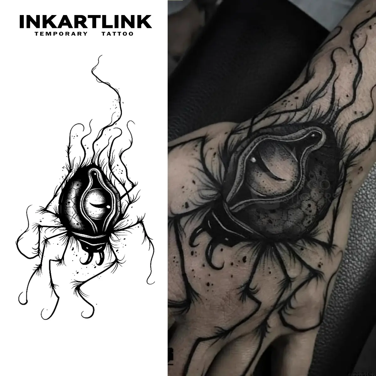 INKARTLINK Devil Eye Magic Art Temporary Tattoo Stickers - 2-Piece Fake Tattoo Set, Waterproof, Semi-Permanent, Long-Lasting, for Party Use, Fake Tattoos