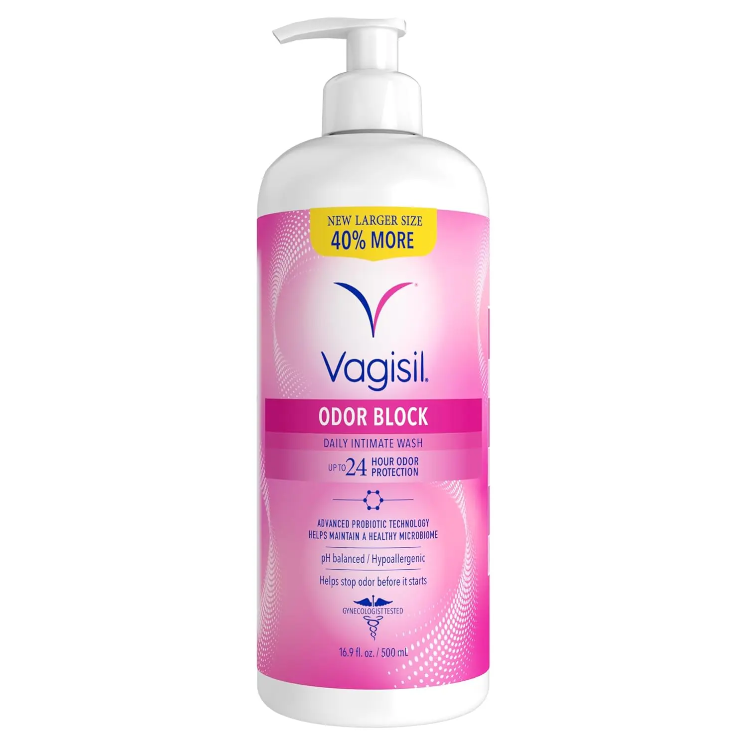 Feminine Wash for Intimate Area Hygiene, Odor Block, Gynecologist Tested, Hypoallergenic, 16.9 oz with Pump