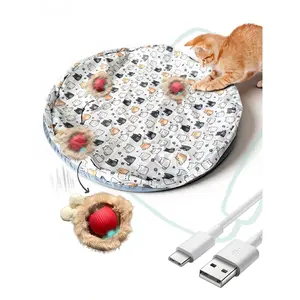 Rechargeable Motion-Sense Smart Interactive Cat Toy with Hide-and-Seek Mat for Indoor Play, Encourages Natural Hunting, Chasing and Active Fun