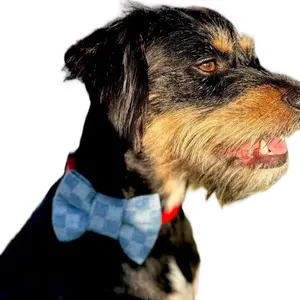 DENIM CHECKS-Handmade Puffy BowTie