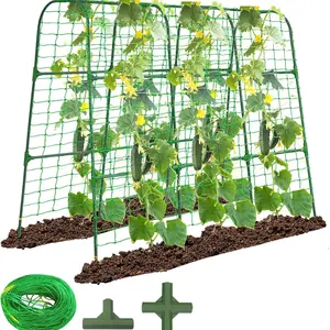 Cucumber Trellis for Raised Bed, U-Shape Garden Trellis for Climbing Plants, Metal Arch Vegetables Trellis, Plant Support for Vine, 47.2x47.2x21.6inch