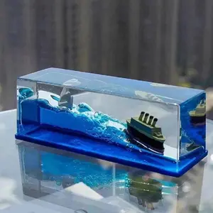 Titanic Pirate Ship Desk Decoration - Cruise Ship Fluid Drift Bottle Model Ornament for Tabletops