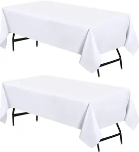 Spandex 100% Polyester Rectangular Table Cloth  (60 x 84 Inches), White, Stretch Fitted, Washable, Perfect for Events