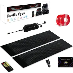 2 Pack Devil's Eye LED Light Signs for , SUVs,  Windshield,  App Control DIY Programmable Scrolling Digital Flexible LED Display, , 13.7''x4.01''