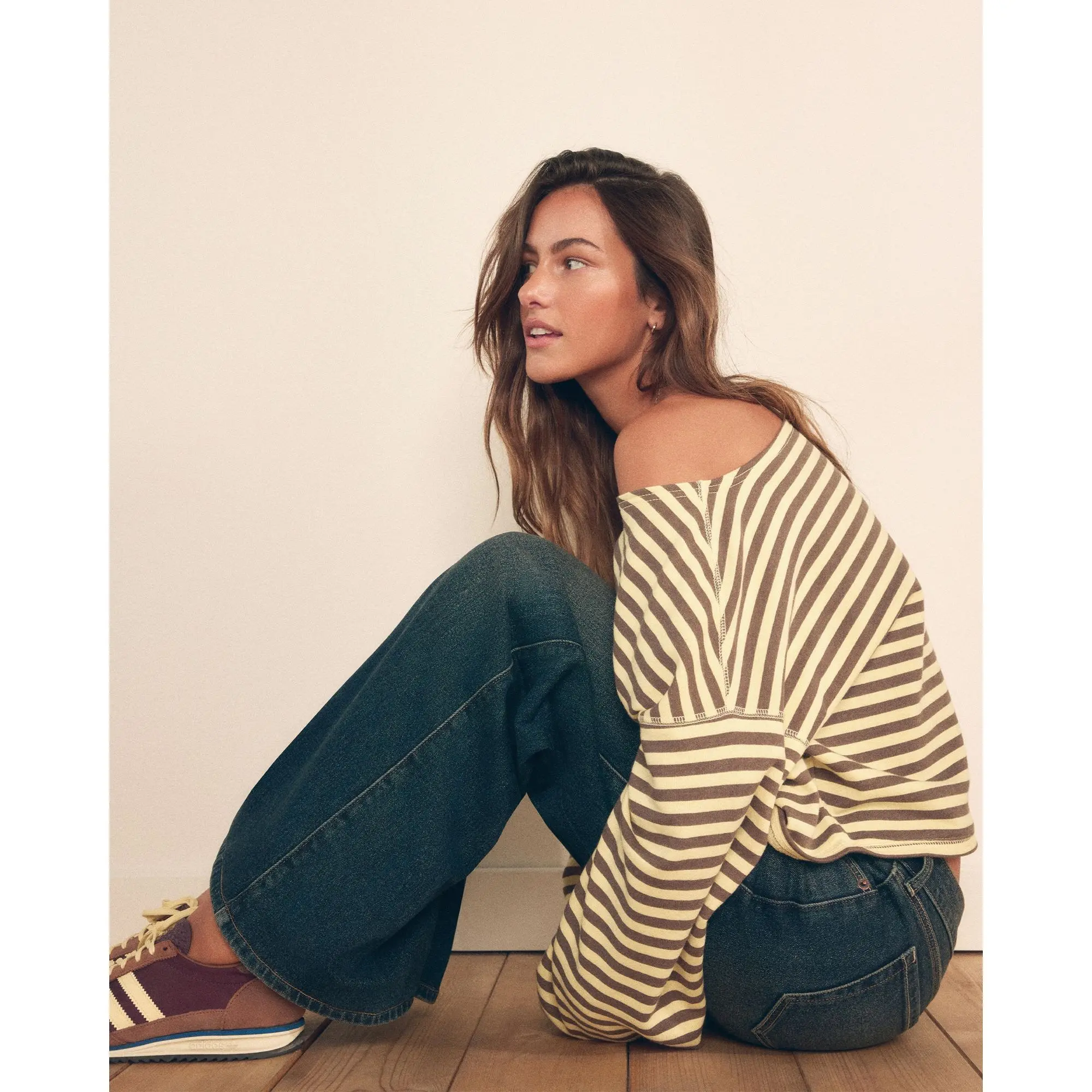 Hollister Easy Striped Off-The-Shoulder Sweatshirt