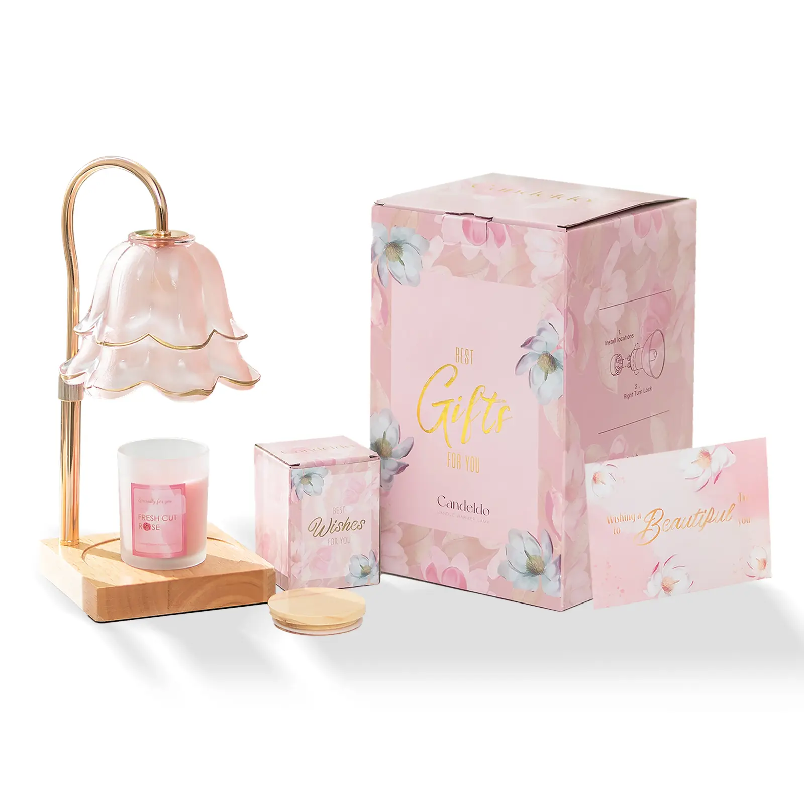 Pink Flower with Scented Candles