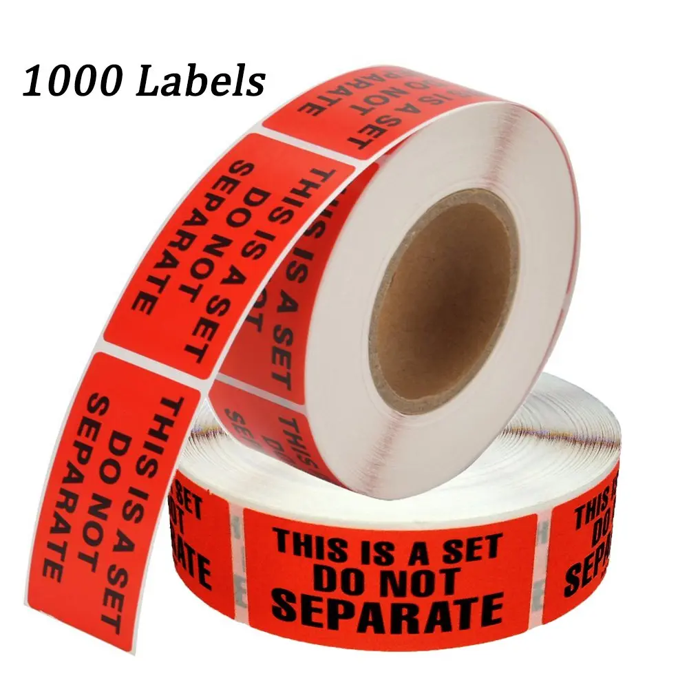 1000 Lables 1"x2" This is a Set Do Not Separate Labels Red Warning Stickers Sold As Set Labels, FBA Labels, Shipping Labels