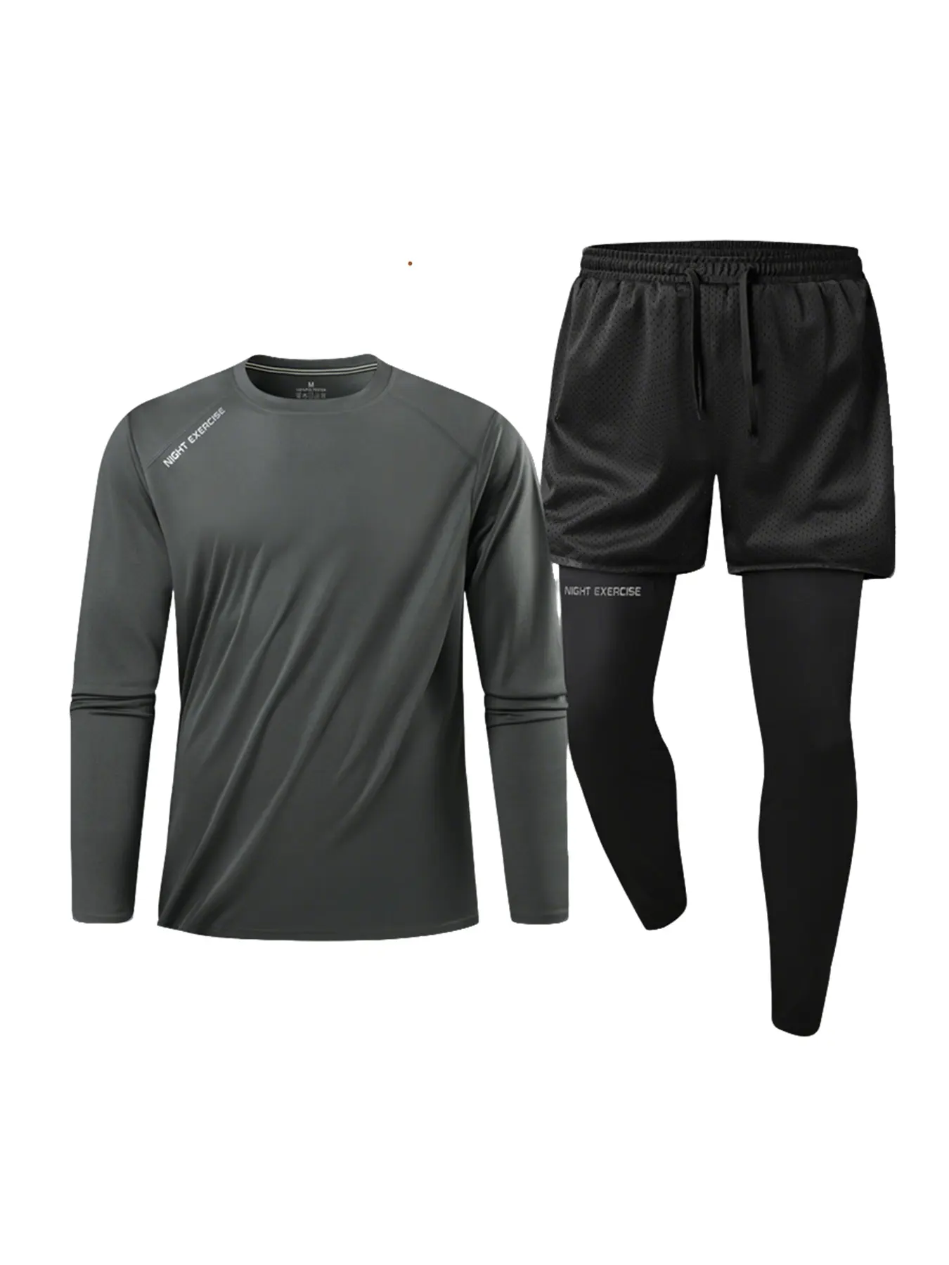 Men's All-Season Quick Dry Breathable Elastic Sports Set, Fitness Sets, 2-In-1 Pants with Elastic Waistband, Phone Pocket and Night Reflective Running Strips, Breathable Comfort Quick-Dry Fabric, Perfect for Outdoor Running and Gym Workouts