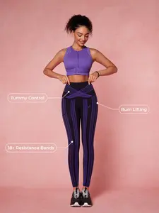 Fanka PowerBand Resistance High Intensity Leggings - Reversible Wear, Activewear Bottoms, All Seasons Gym Workout Leggings for Fitness