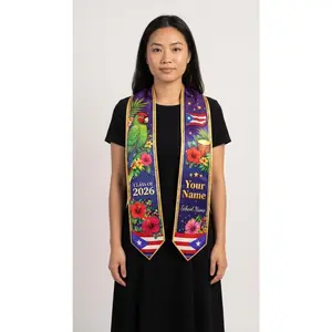 Personalized Puerto Ricans Flag Graduation Sash, Custom Puerto Rico Graduation Stole, Grad Gift for Friend, Daughter Gifts, Class of 2026 Graduation Stole