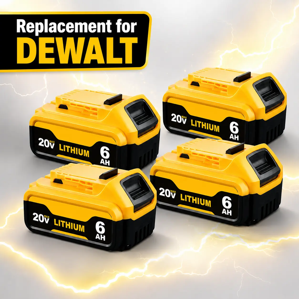 20V MAX 6.0Ah Replacement Battery Compatible with DEWALT 20V Power Tools, High Capacity Lithium Battery, Extended Runtime, Stable Power Output for Drills, Saws, Blowers