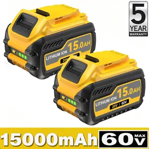 High Power Cell 15Ah 12.0Ah 9.0Ah 20V/60V Lithium-ion Battery Replacement for Dewalt 60V Battery High Capacity DCB606 DCB609 DCB612 Compatible with Dewalt 20V/60V Max Cordless Power Tools