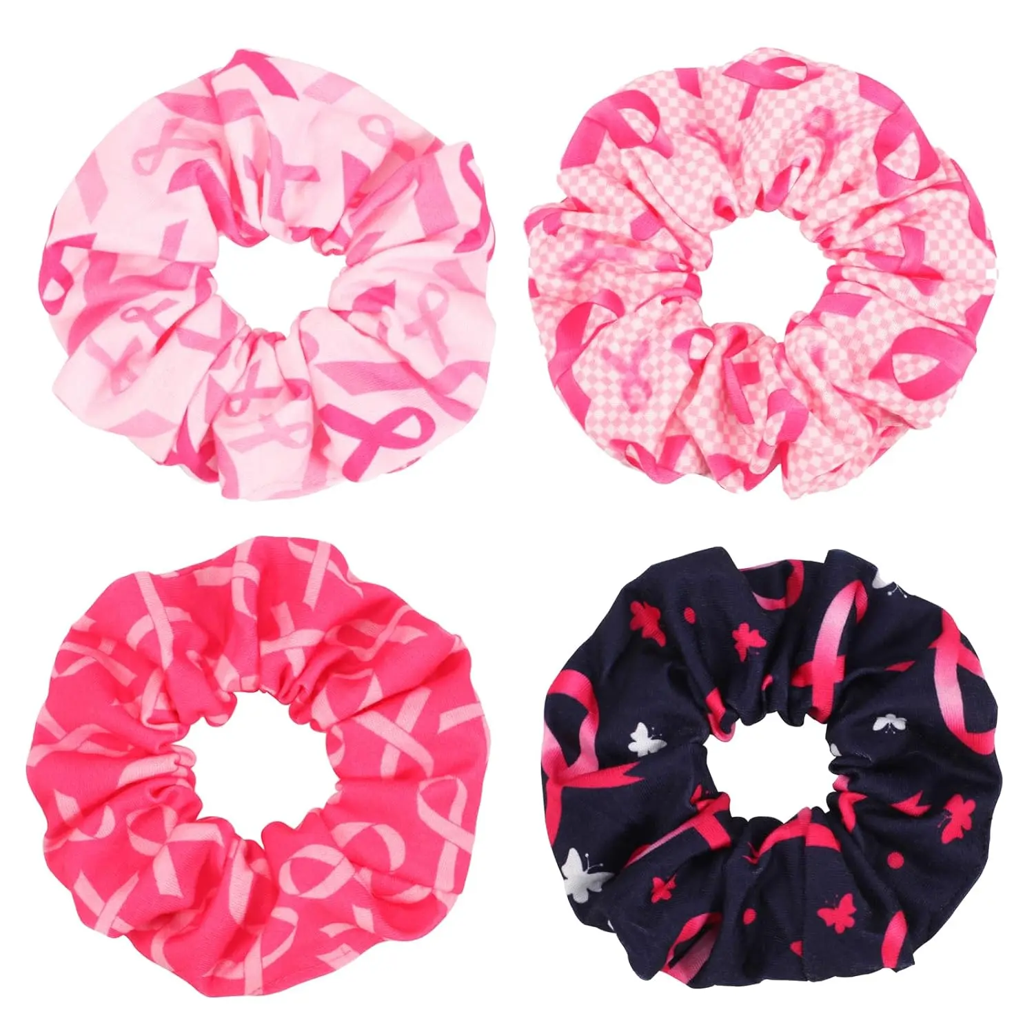Color- Breast Cancer Hair Scrunchies