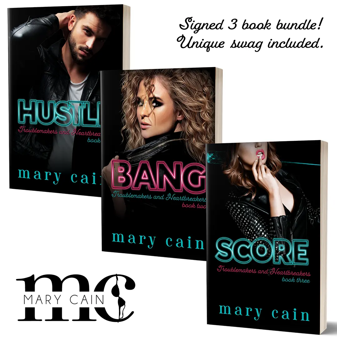 Mary Cain Troublemakers & Heartbreakers Series Bundle Books 1-3 Signed Copies Con Artists Romance