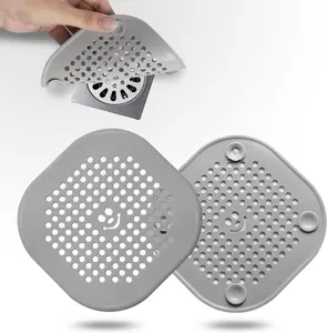 2 Pack Drain Hair Catcher Silicone Shower Drain Protector, Sink Drain Strainer Hair Stopper for Bathroom Kitchen Sink Bathtub – Grey