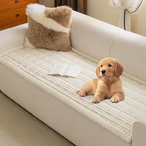 Couch Covers for 2 Cushion Sofa, Couch Cover for Dogs, Sofa Covers for Pets Washable, Soft Non-Slip Sofa Furniture Protector, Cream, 27.6" x 59"