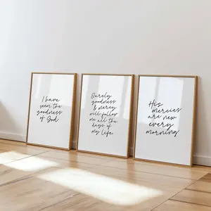 Room Decor, Unframed Set of 3 Posters Neutral Christian Wall Art Prints Inspirational Bible Verse Wall Art Minimalist Posters Minimalist Scripture Art