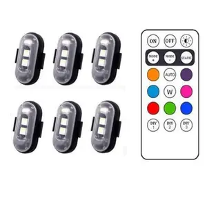 RGB Led Aircraft Strobe Light Remote Wireless Motorcycle Flash Light Warning Lights for Bike Car Multifunctional free