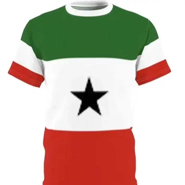 Somaliland Flag T-Shirt for Men 100% Polyester Stretchable Crewneck Short Sleeve Top Comfortable Durable Streetwear All Seasons Casual Regular Fit Soft Stylish Menswear