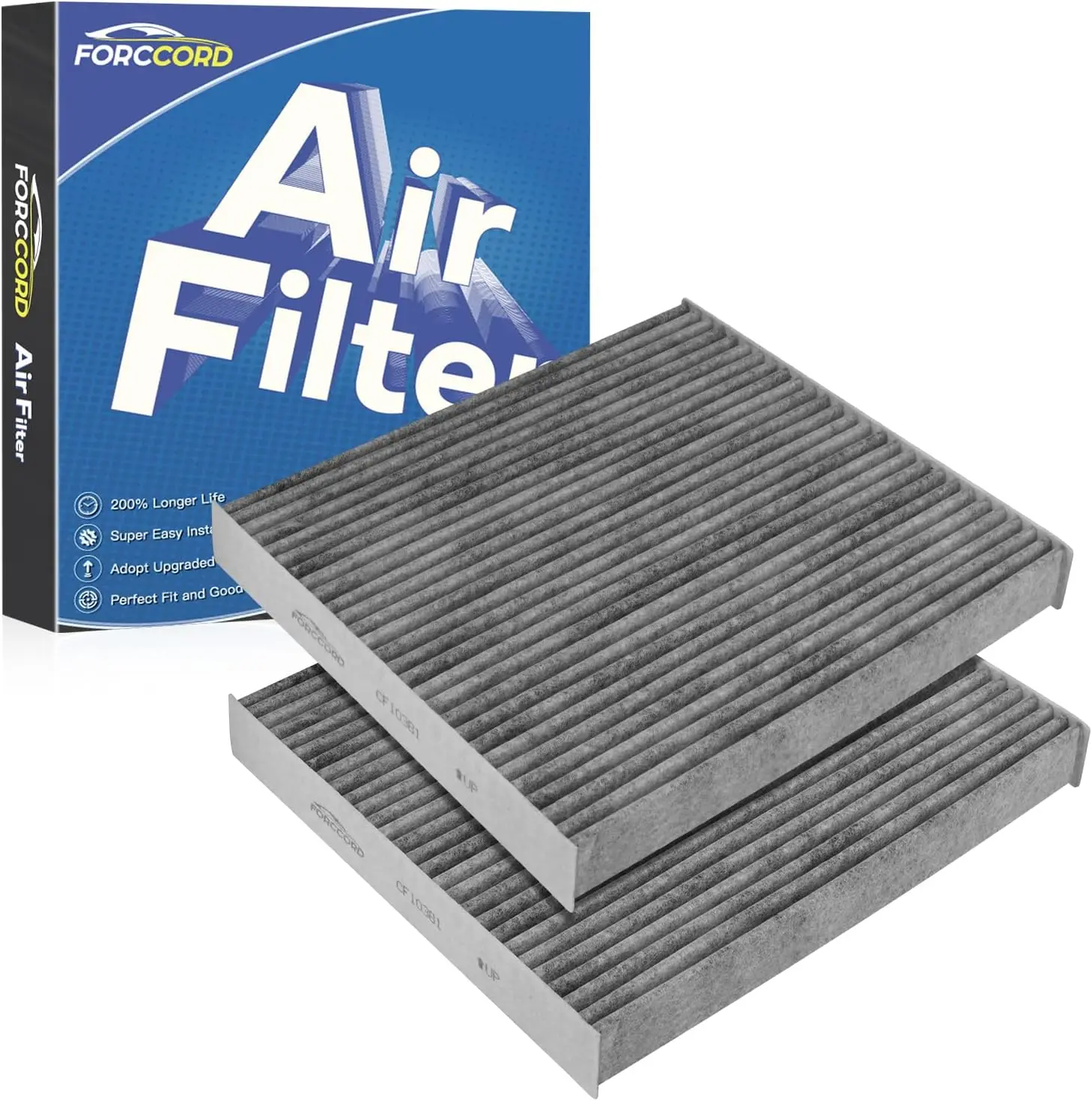 Forccord 2-Pack HEPA Cabin Air Filter CF10381 Fits for Hyundai Azera/Sonata 2006-2008, Santa Fe 2007-2009, Kia Carnival 2022-2026 Activated Carbon Cabin Filter Replacement 08790-3K000 Car Accessories