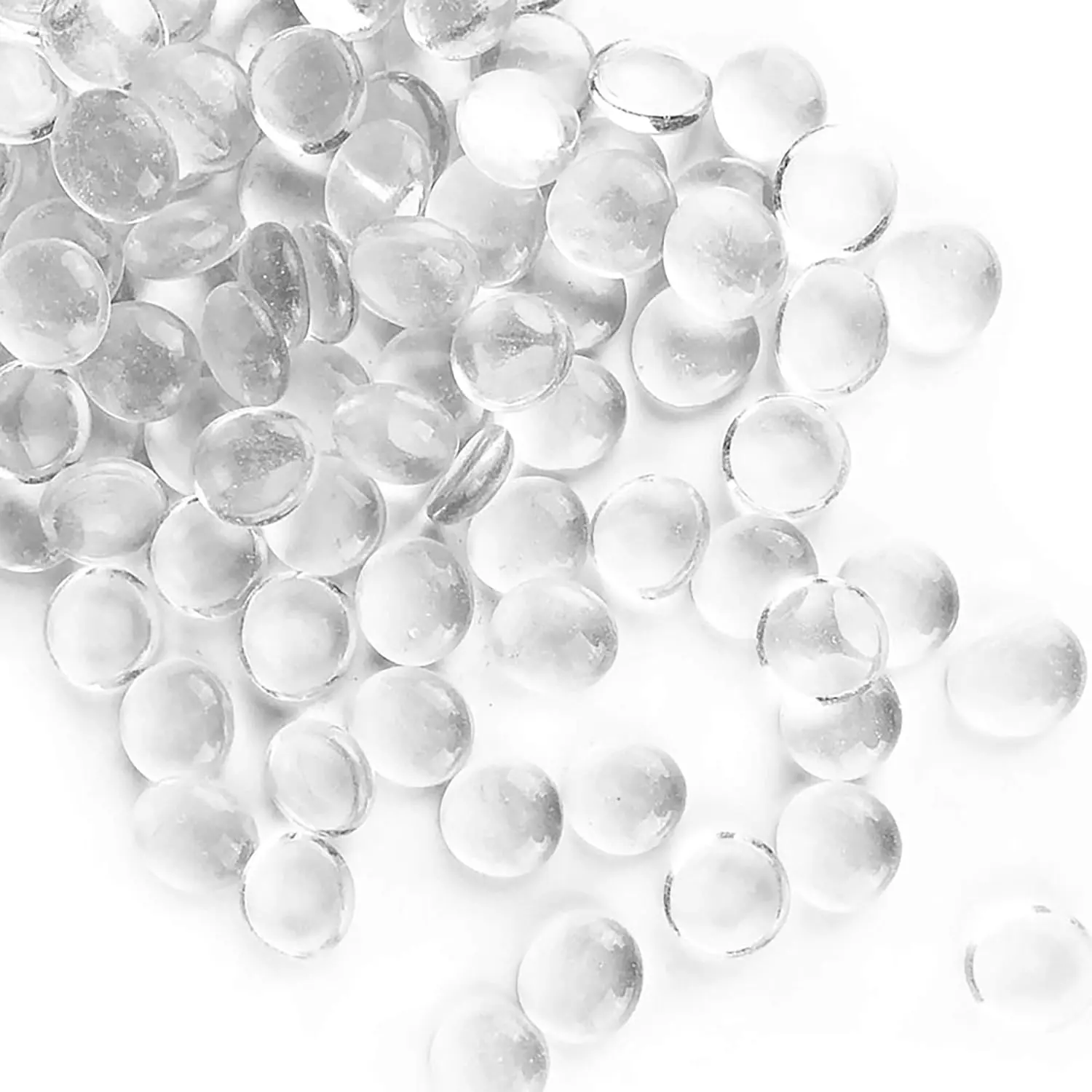 Glass Gemstone Beads Vase Fillers (1 LB) Flat Marble Beads Multiple Color Choices Aquarium Decor Rocks Floral Stones Decorative Mosaic Gem Pebbles (Approx. 85-100 PCS)