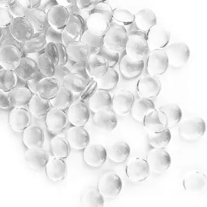 Glass Gemstone Beads Vase Fillers (1 LB) Flat Marble Beads Multiple Color Choices Aquarium Decor Rocks Floral Stones Decorative Mosaic Gem Pebbles (Approx. 85-100 PCS)