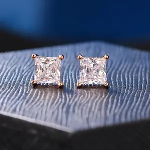 ORPHIC Men's Zircon Earrings, 4-8mm Multi-Size Unique Cut Zircon Stones Luxury Square Earrings, Premium Cherished Material Jewelry for Boyfriend Gifts