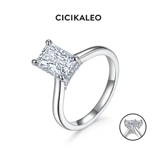 CICIKALEO 2CT Radiant Cut Moissanite Rings for Women 18K Gold Plated Lab-Created Engagement Wedding Gifts for Her#Summervibes