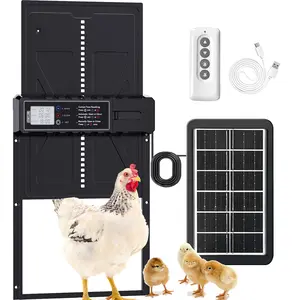 Solar Automatic Chicken Coop Door with LCD Screen, Timer Remote Control Manual Rechargeable Electric Poultry Gate, Chicken Coop Enclosure, Farm Supplies