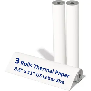3 Rolls 8.5 X 11 Thermal Printer Paper A4 US Letter Multipurpose Paper Roll for M08f M832 Portable Inkless Printer