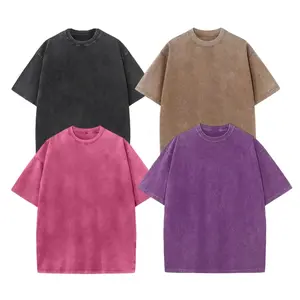 1/4 Pack Tshirts for Men and Women Gym Vintage Heavyweight T Shirts Cotton Workout Acid Wash Baggy Tees, Washed Shirt