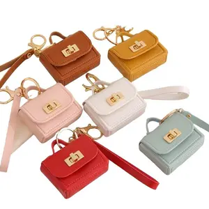 Mini PU Leather Keychain Wallet, Portable Zipper Coin Purse, Ladies Earphone Bag, Elegant Casual Style, Perfect Gift for Halloween Christmas, Zipper Card Holder